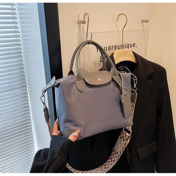 Chic Lightweight Purse with Leather Top-handle Gray - Picture 5 of 6